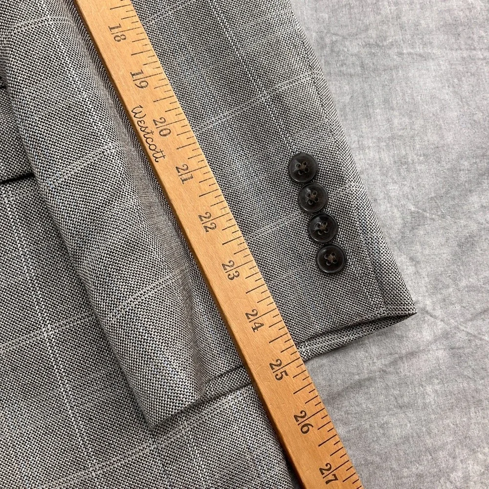 Calvin Klein Blazer Men 42R Brown Blue Plaid Quiet Luxury Classic Career Jacket